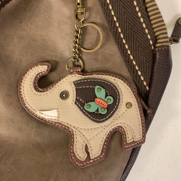 Chala Handbag Shoulder Purse Tote Bag with Elephant Charm, Stone Gray - Picture 11 of 12